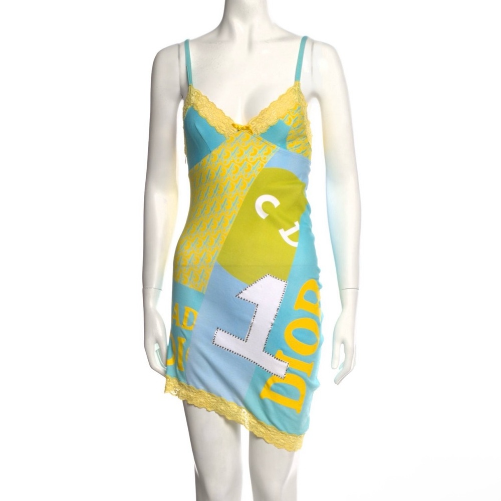 Dior Graphic Blue and Yellow Dress